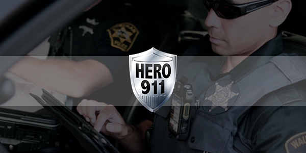 Picture of Guard911 & Hero911 logos with a cop in the background