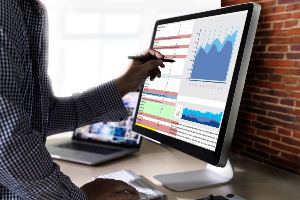 computer displaying data metrics